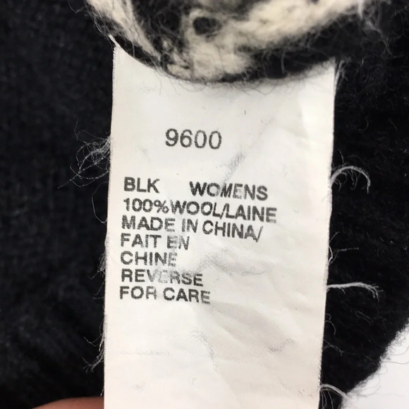 Woolrich Black Knit Snowman Holiday Christmas Womens Large Wool Pullover - Picture 9 of 10